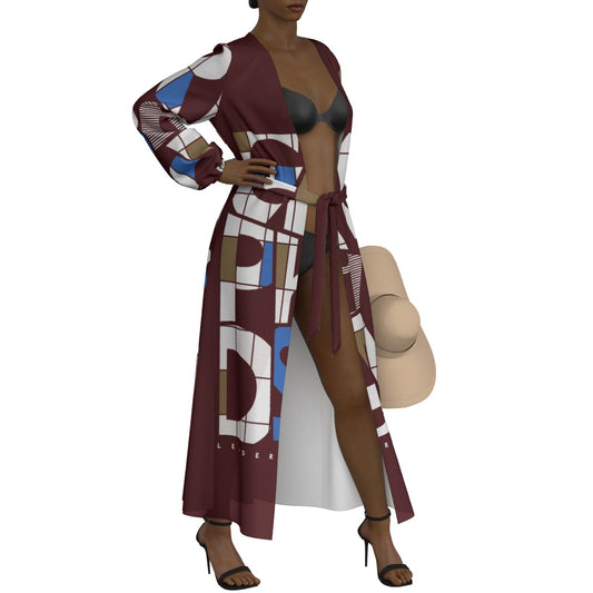 All-Over Print Women's Lace-up Chiffon Robe