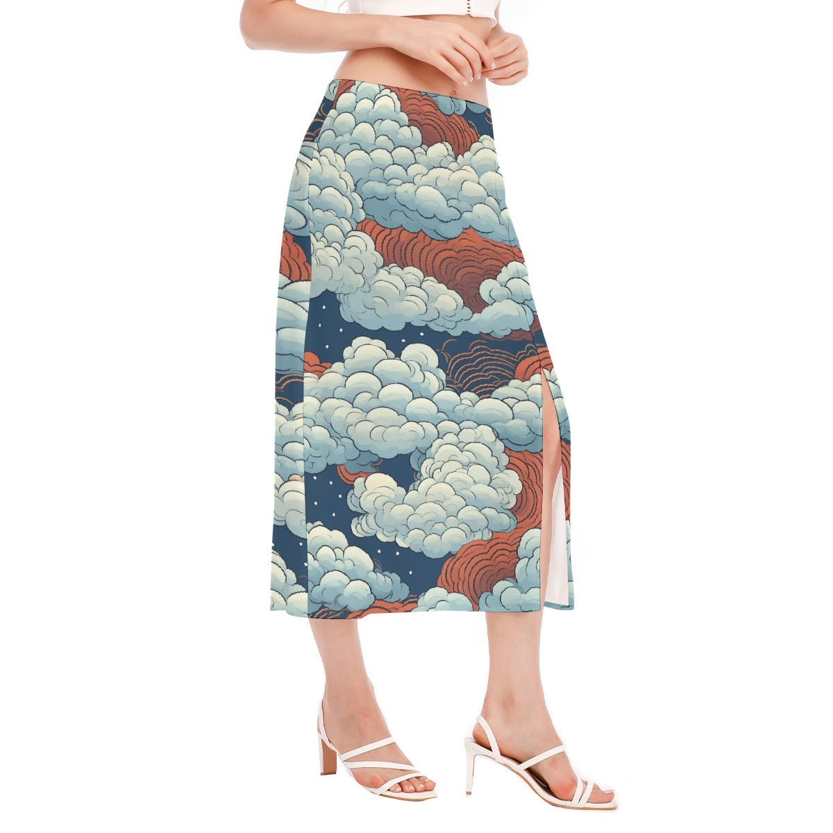 All-Over Print Women's High Slit Long Skirt