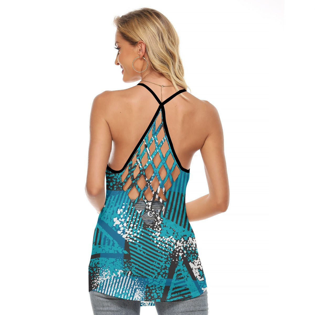 All-Over Print Women's Criss-Cross Open Back Tank Top