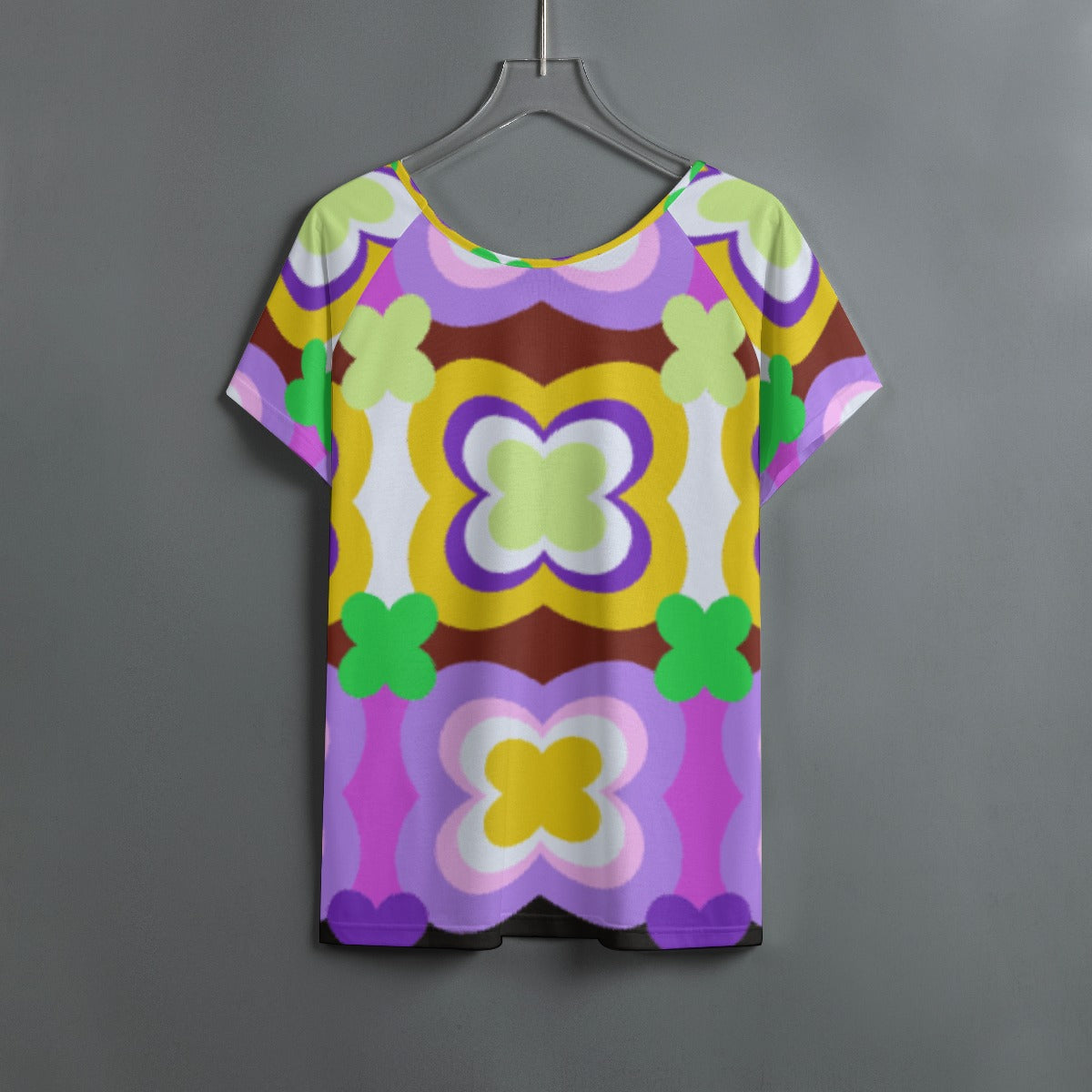 All-Over Print Women's Round Neck T-shirt With Raglan Sleeve