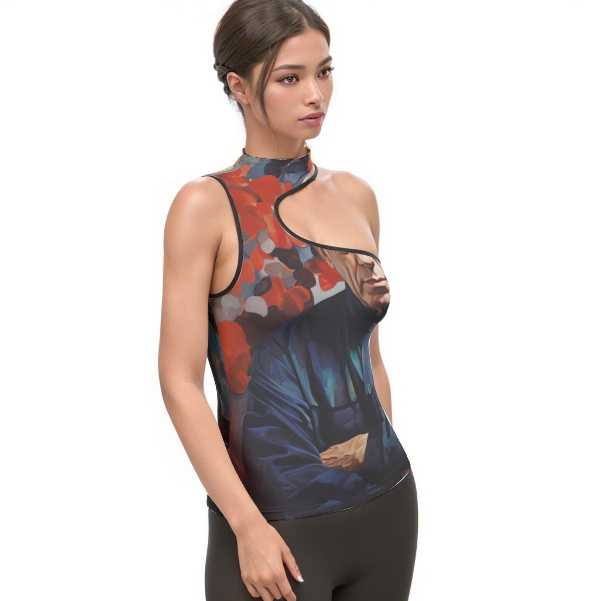 All-Over Print Women's Halter Sleeveless Asymmetrical Tank Top