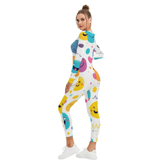 All-Over Print Women's Plunging Neck Jumpsuit