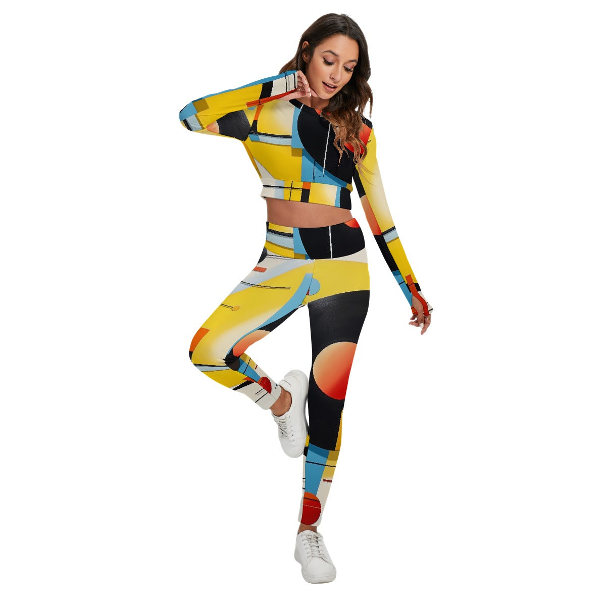 All-Over Print Women's Sport Set With Backless Top And Leggings