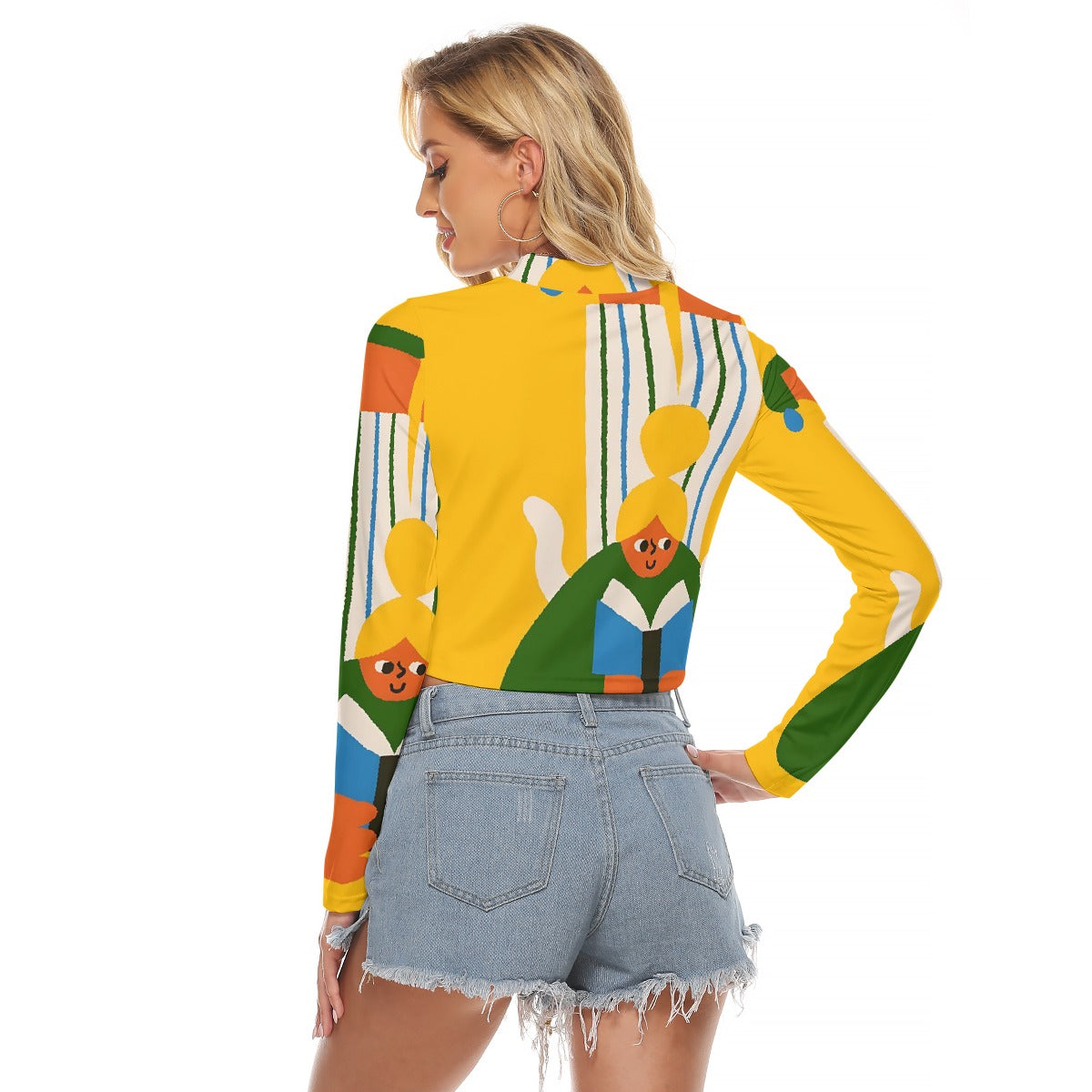 All-Over Print Women's Hollow Chest Keyhole Tight Crop Top