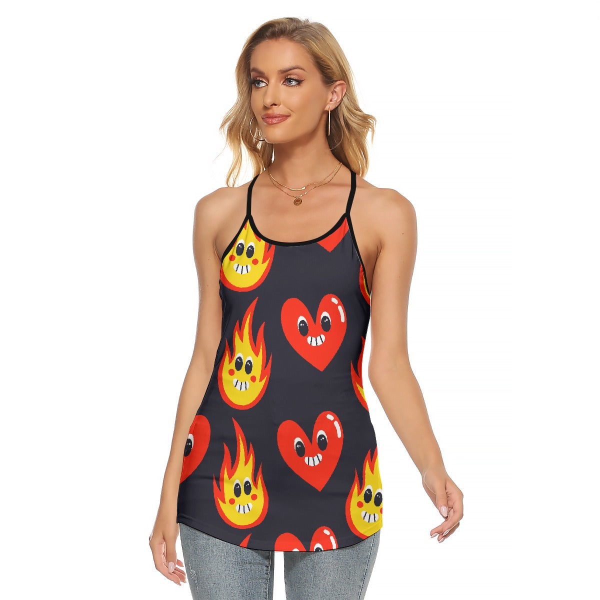 All-Over Print Women's Criss-Cross Open Back Tank Top