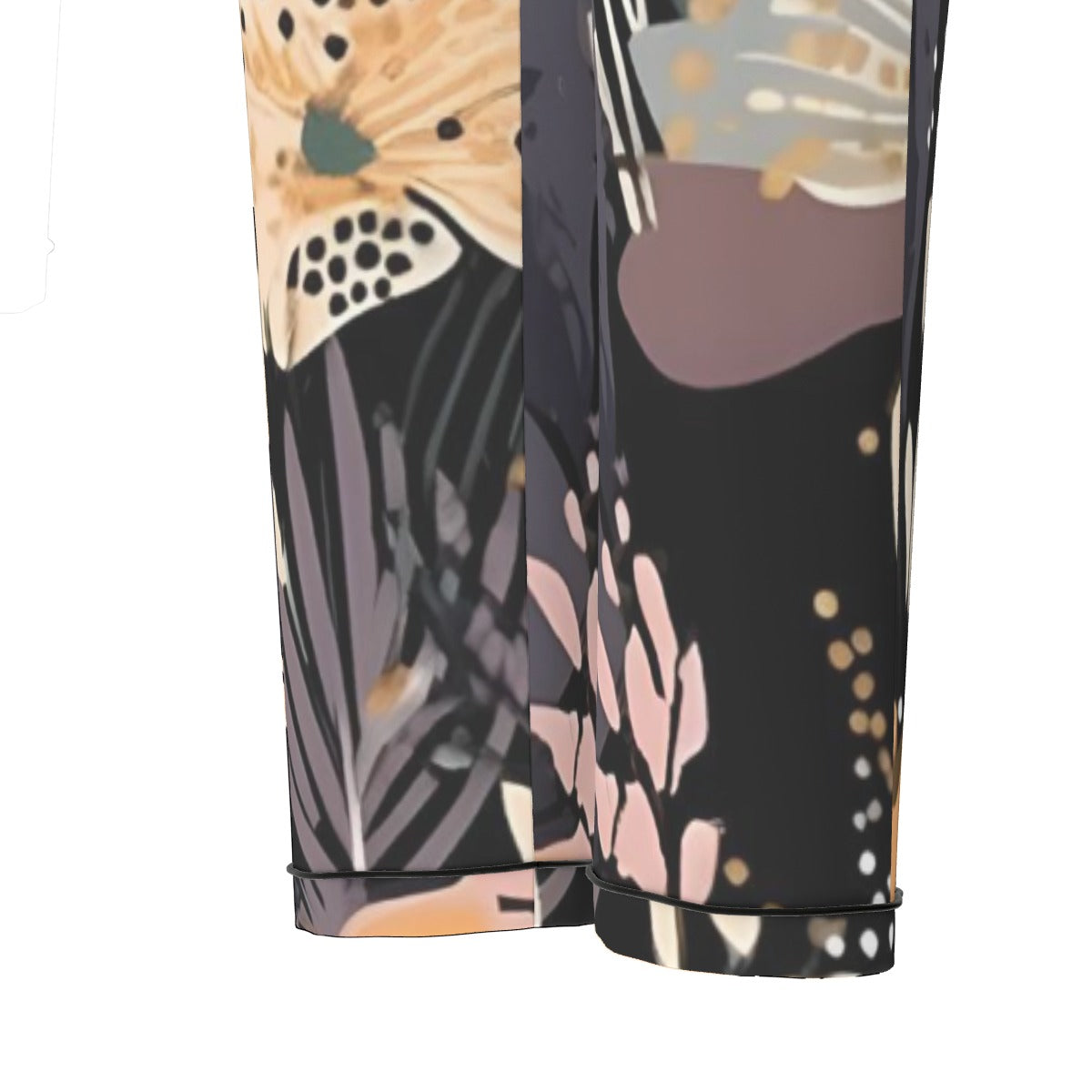 All-Over Print Women's Long Sleeve Pajama Set With Black Contrast Piping