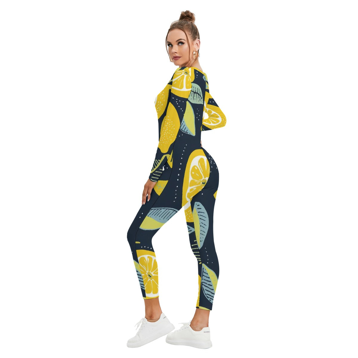 All-Over Print Women's Plunging Neck Jumpsuit