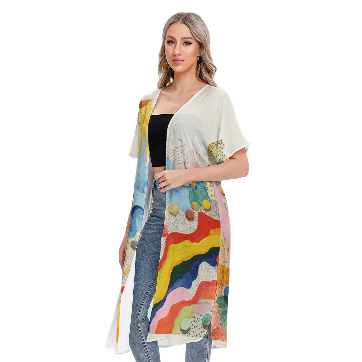 All-Over Print Women's Short Sleeve Cardigan