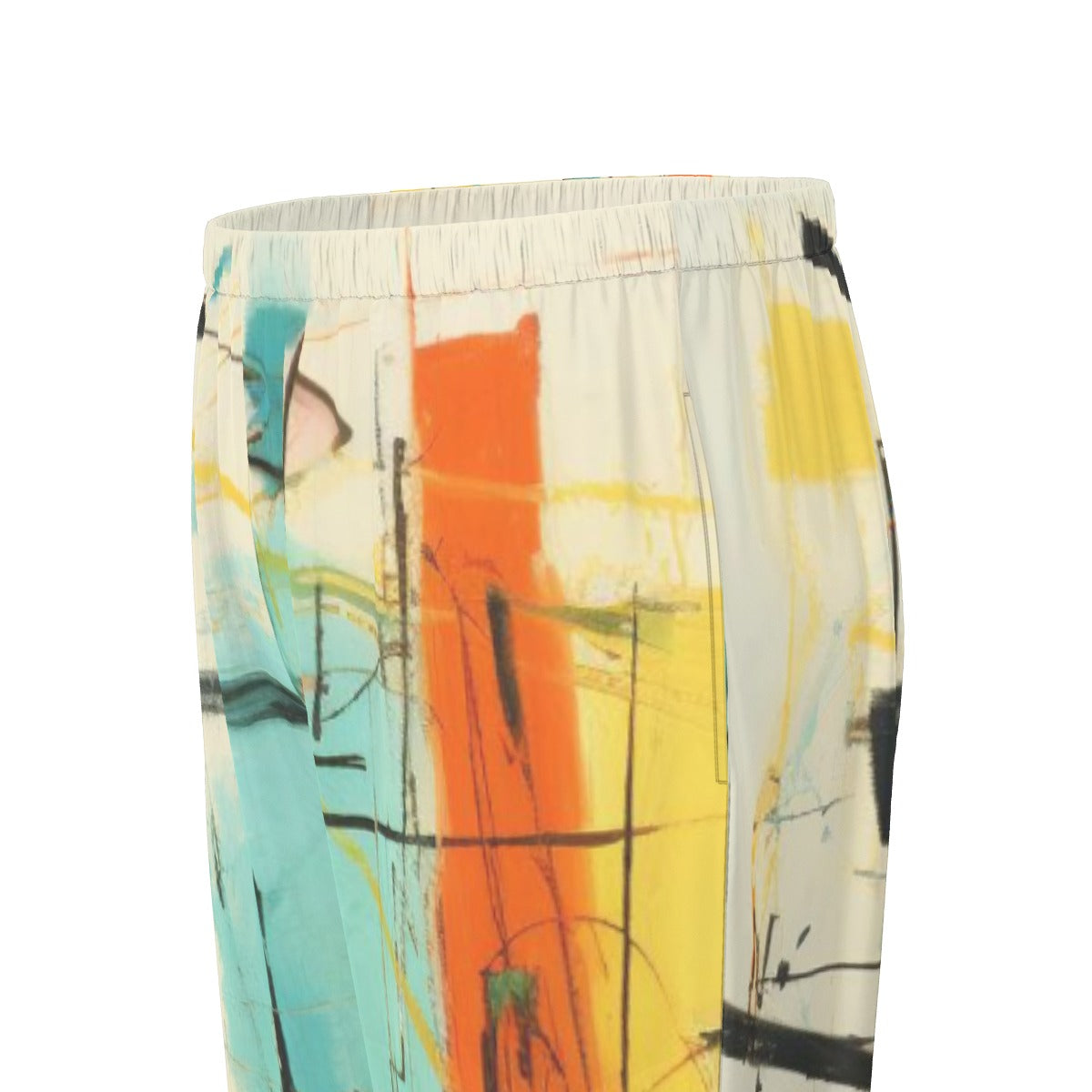 All-Over Print Women's Long Sleeve Pajama Set With Black Contrast Piping