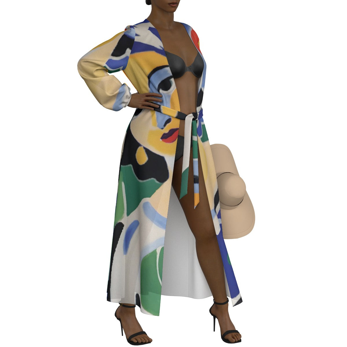 All-Over Print Women's Lace-up Chiffon Robe