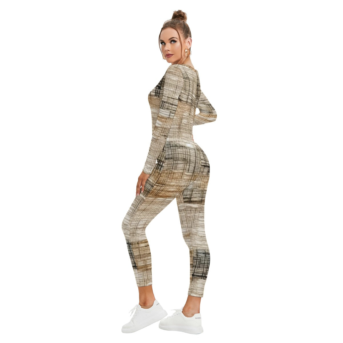 All-Over Print Women's Plunging Neck Jumpsuit