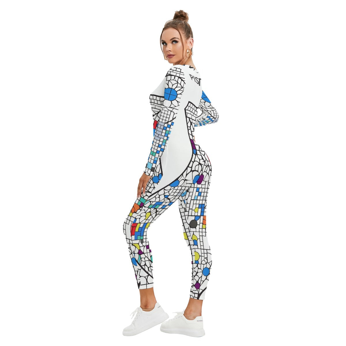 All-Over Print Women's Plunging Neck Jumpsuit