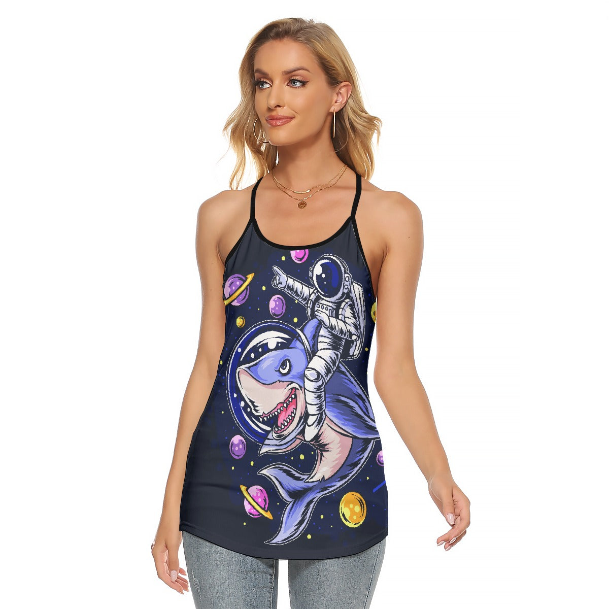 All-Over Print Women's Criss-Cross Open Back Tank Top