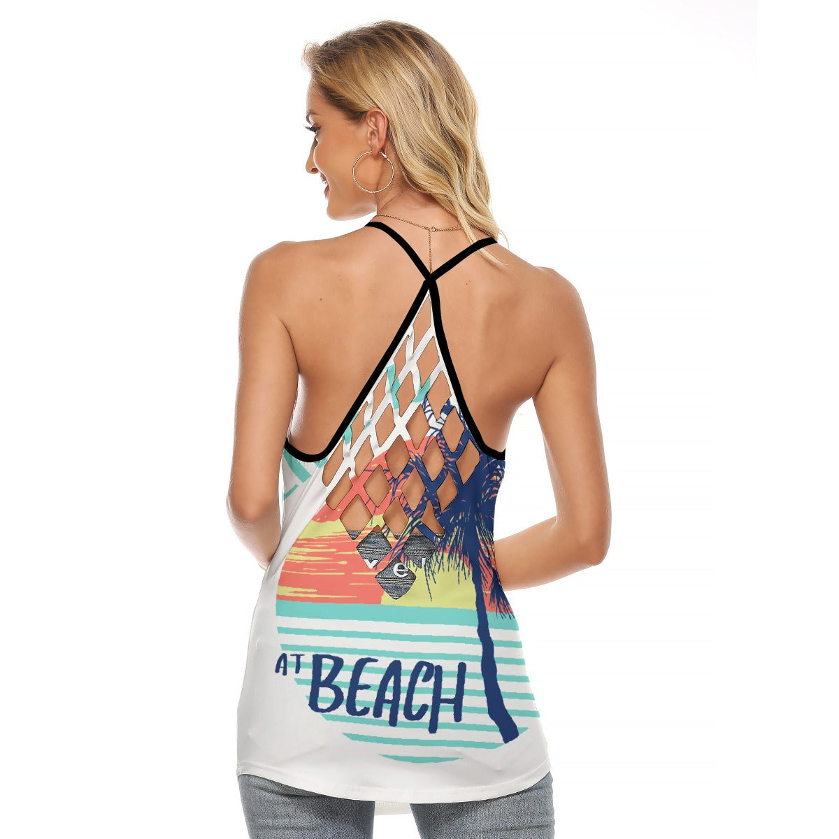 All-Over Print Women's Criss-Cross Open Back Tank Top