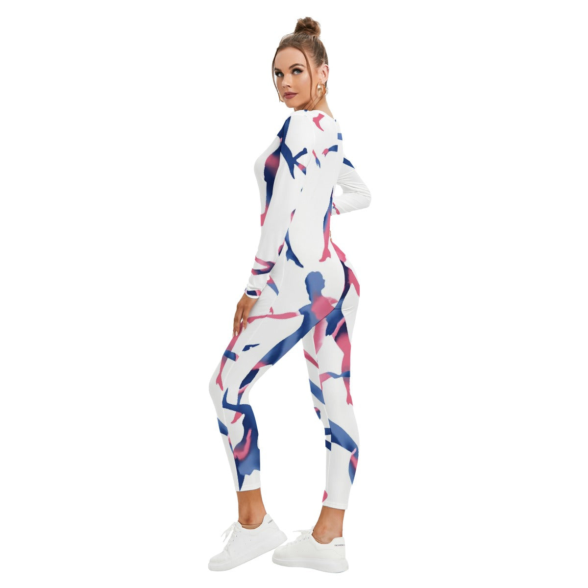 All-Over Print Women's Plunging Neck Jumpsuit