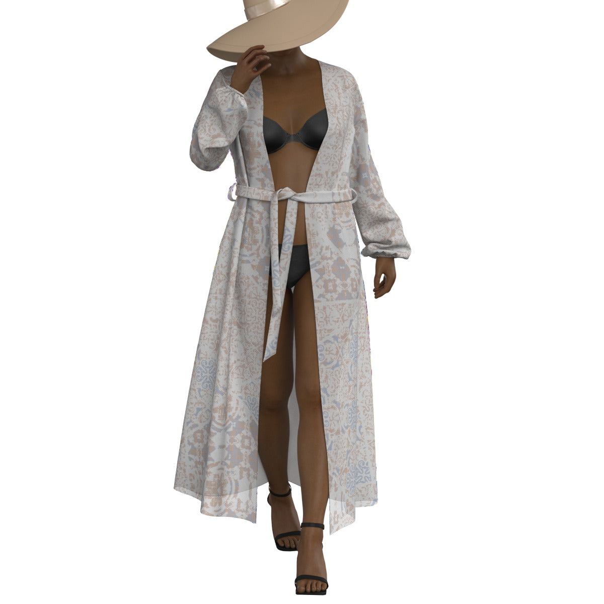 All-Over Print Women's Lace-up Chiffon Robe