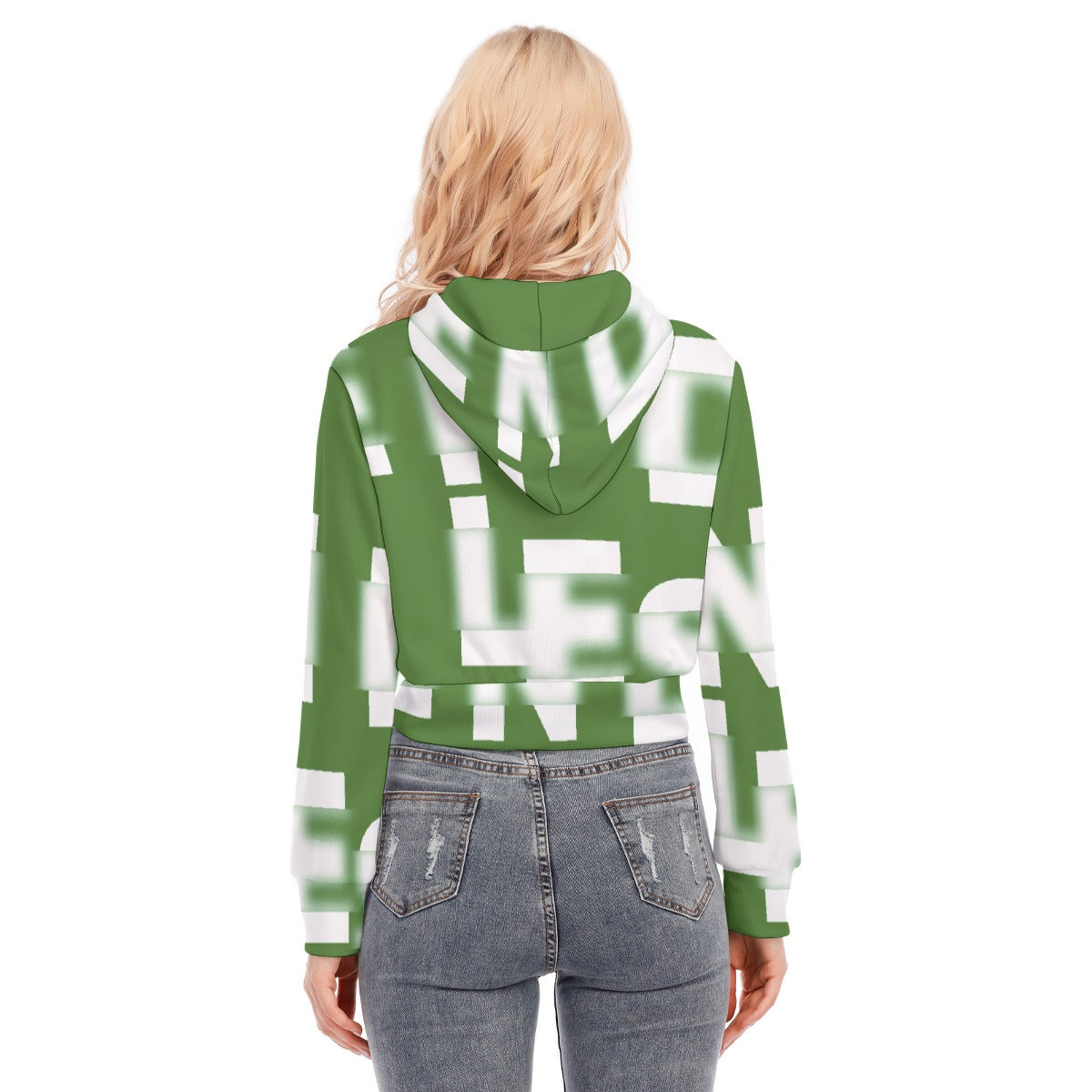 All-Over Print Women's Crop Top Hoodie With Zipper Closure