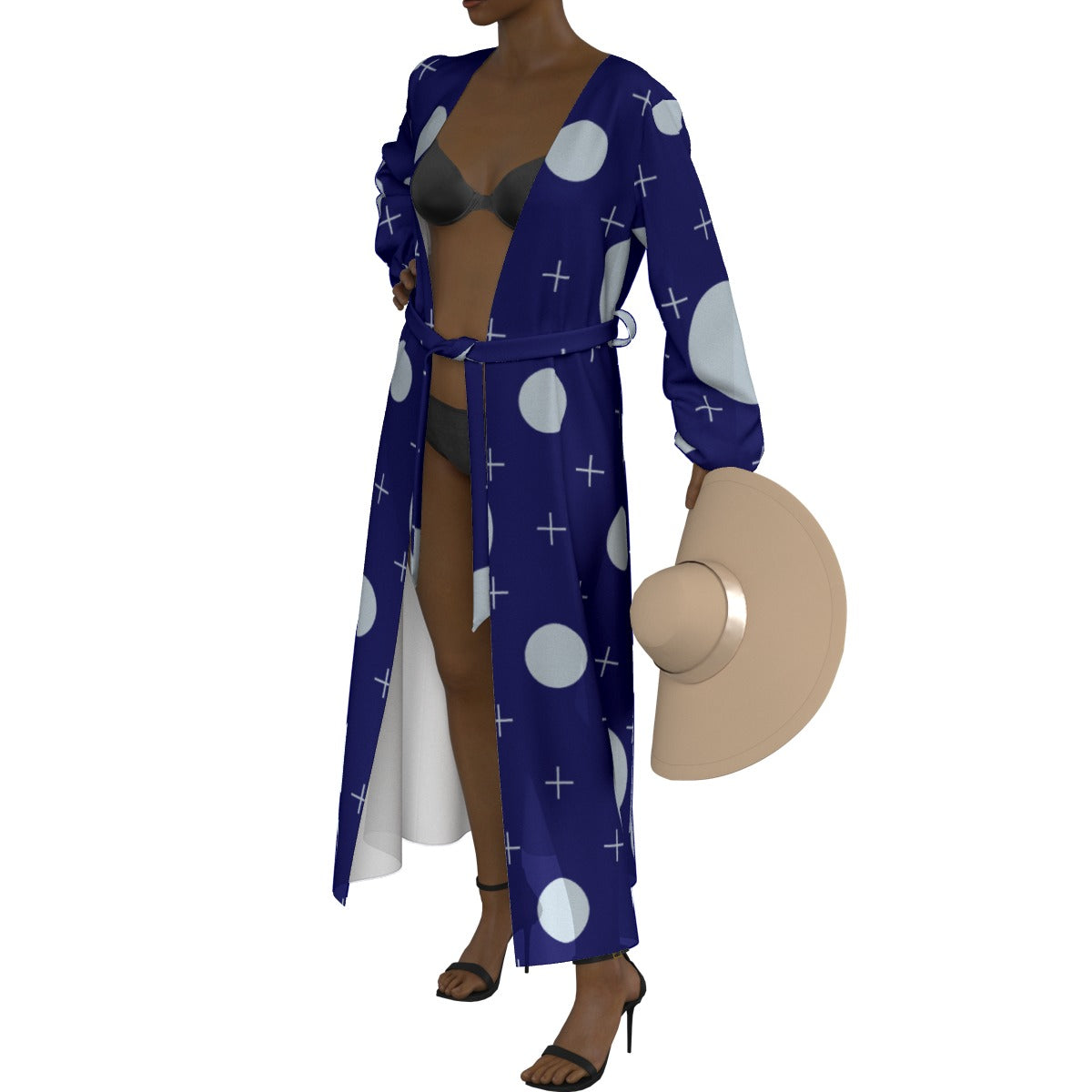 All-Over Print Women's Lace-up Chiffon Robe