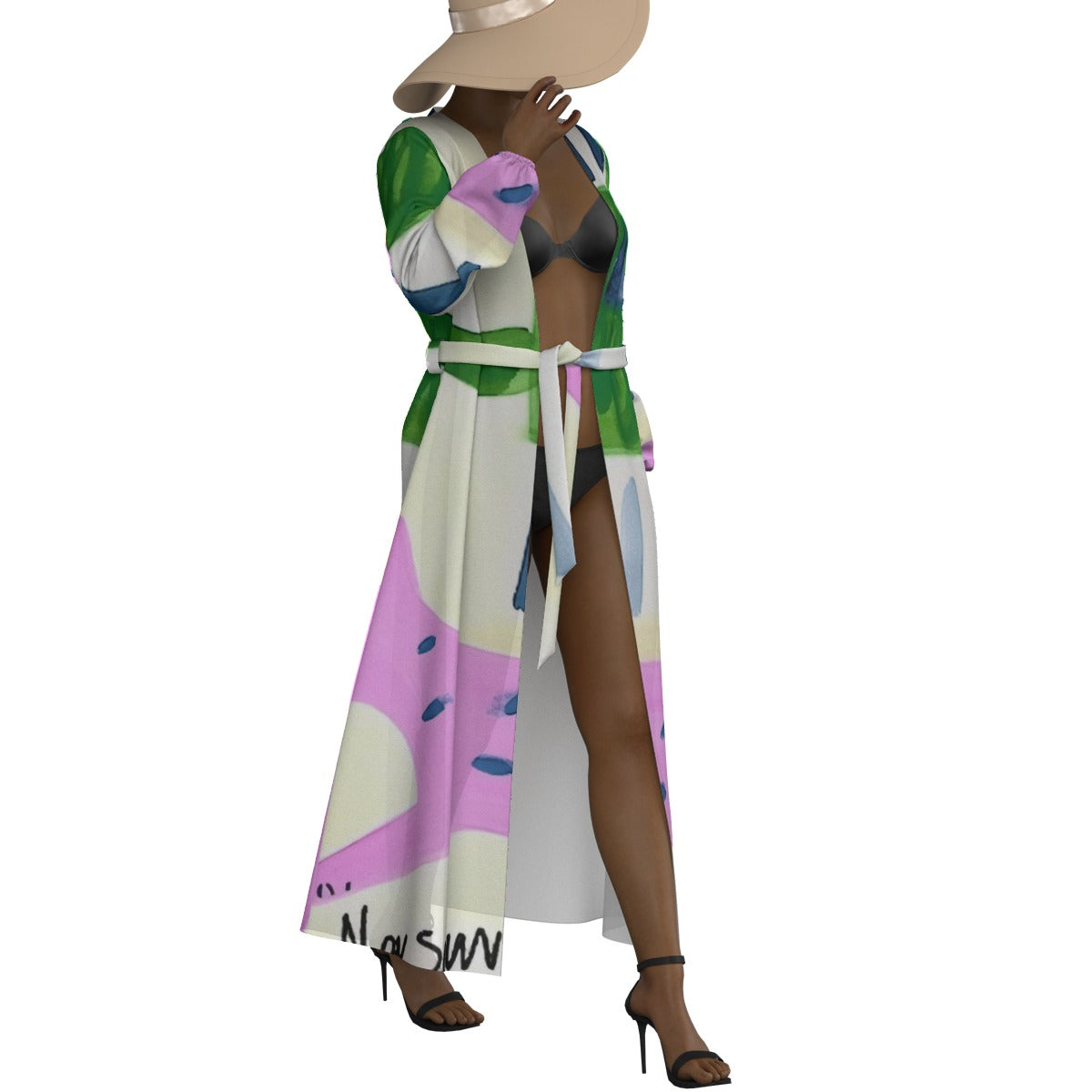 All-Over Print Women's Lace-up Chiffon Robe