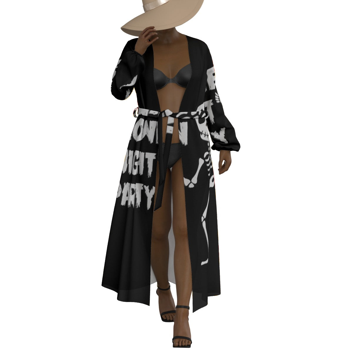 All-Over Print Women's Lace-up Chiffon Robe