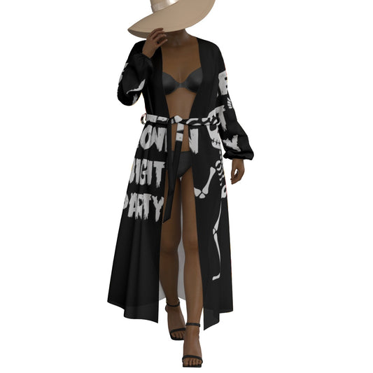 All-Over Print Women's Lace-up Chiffon Robe