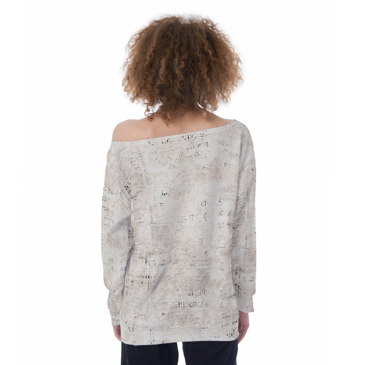 All-Over Print Oversized Women's Off-Shoulder Sweatshirt