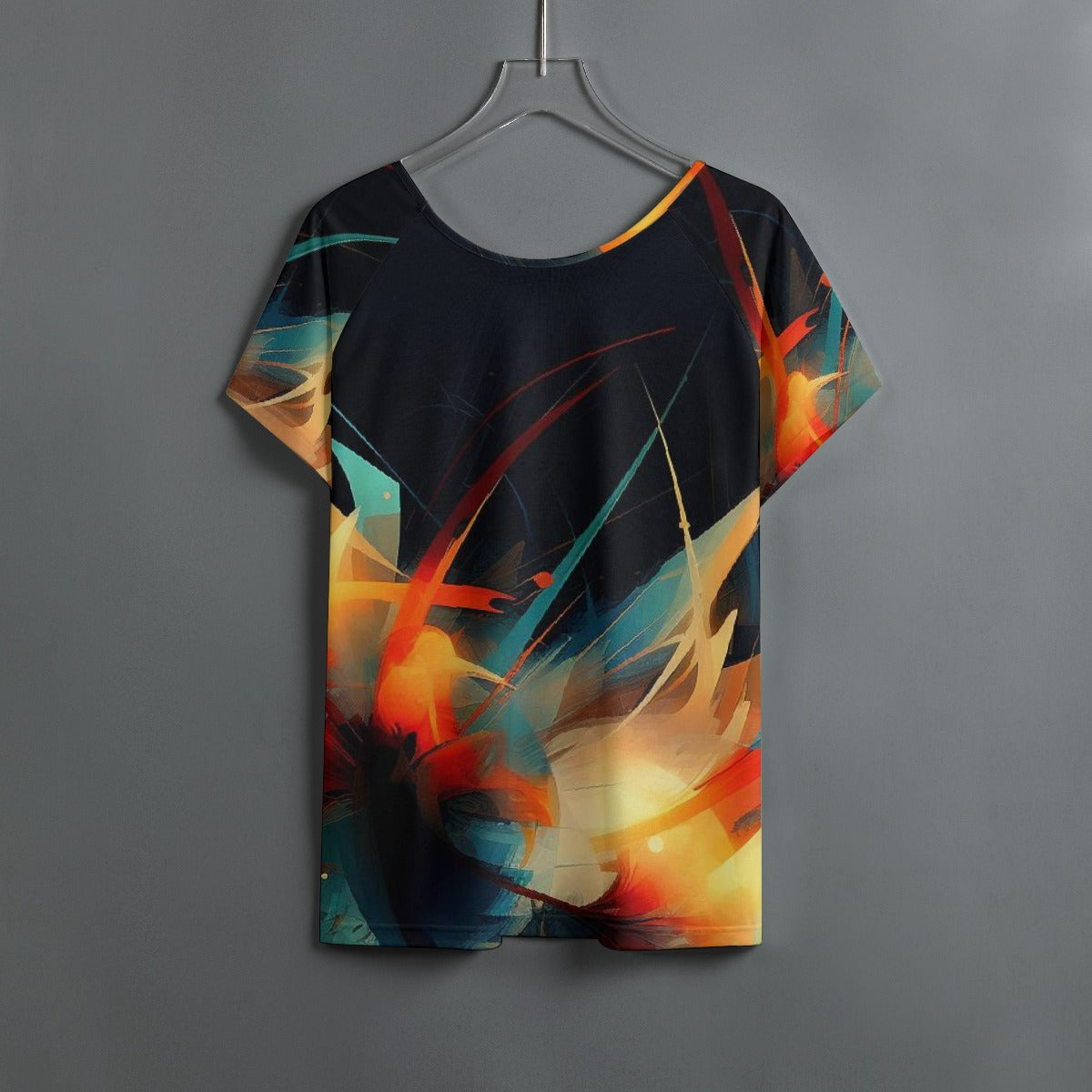 All-Over Print Women's Round Neck T-shirt With Raglan Sleeve
