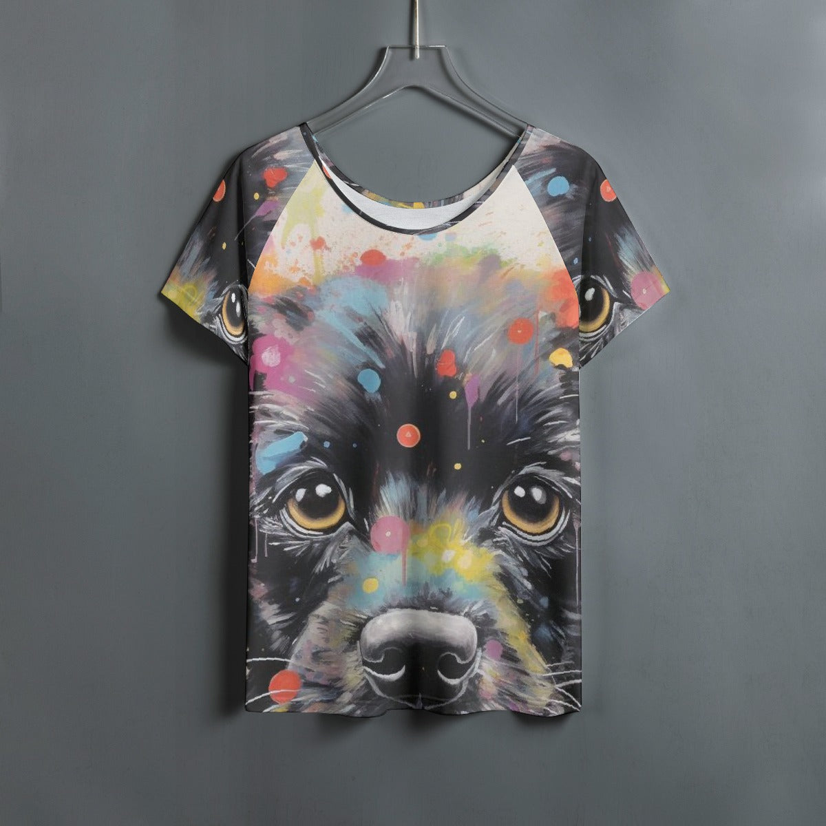 All-Over Print Women's Round Neck T-shirt With Raglan Sleeve