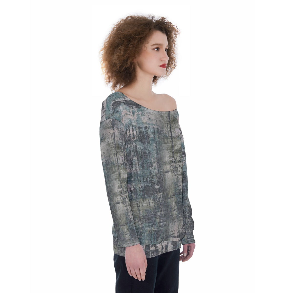 All-Over Print Oversized Women's Off-Shoulder Sweatshirt