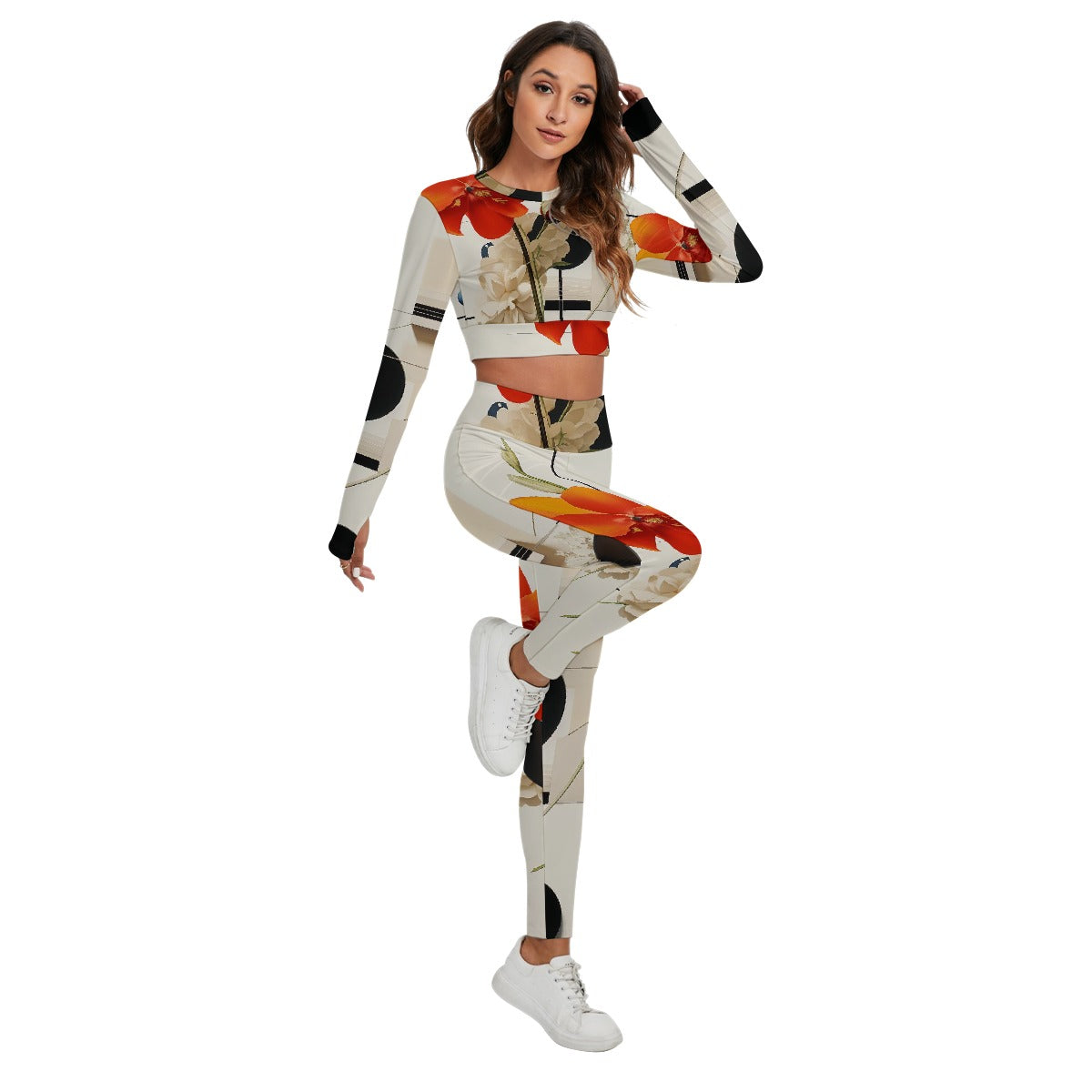 All-Over Print Women's Sport Set With Backless Top And Leggings