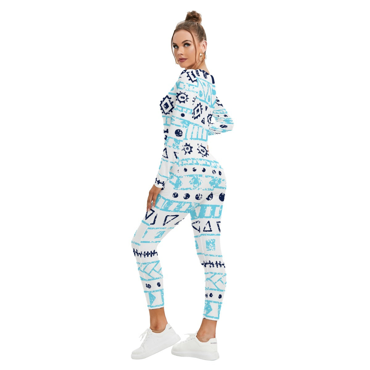 All-Over Print Women's Plunging Neck Jumpsuit