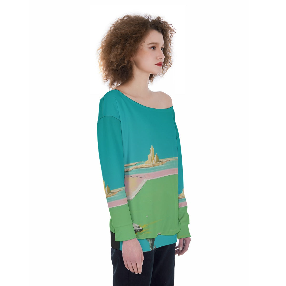 All-Over Print Oversized Women's Off-Shoulder Sweatshirt