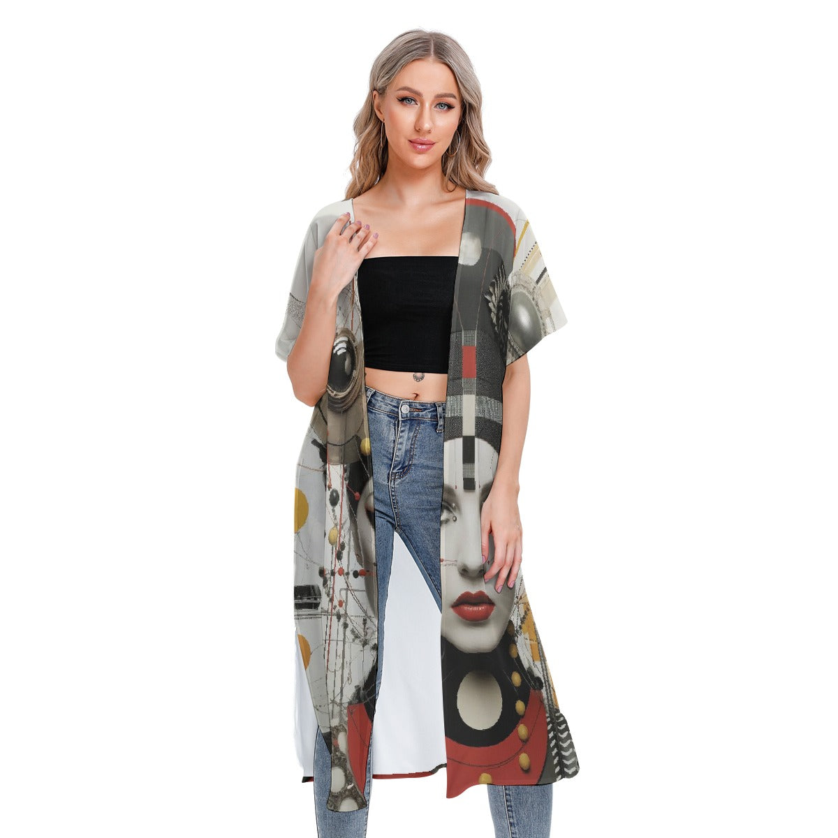All-Over Print Women's Short Sleeve Cardigan