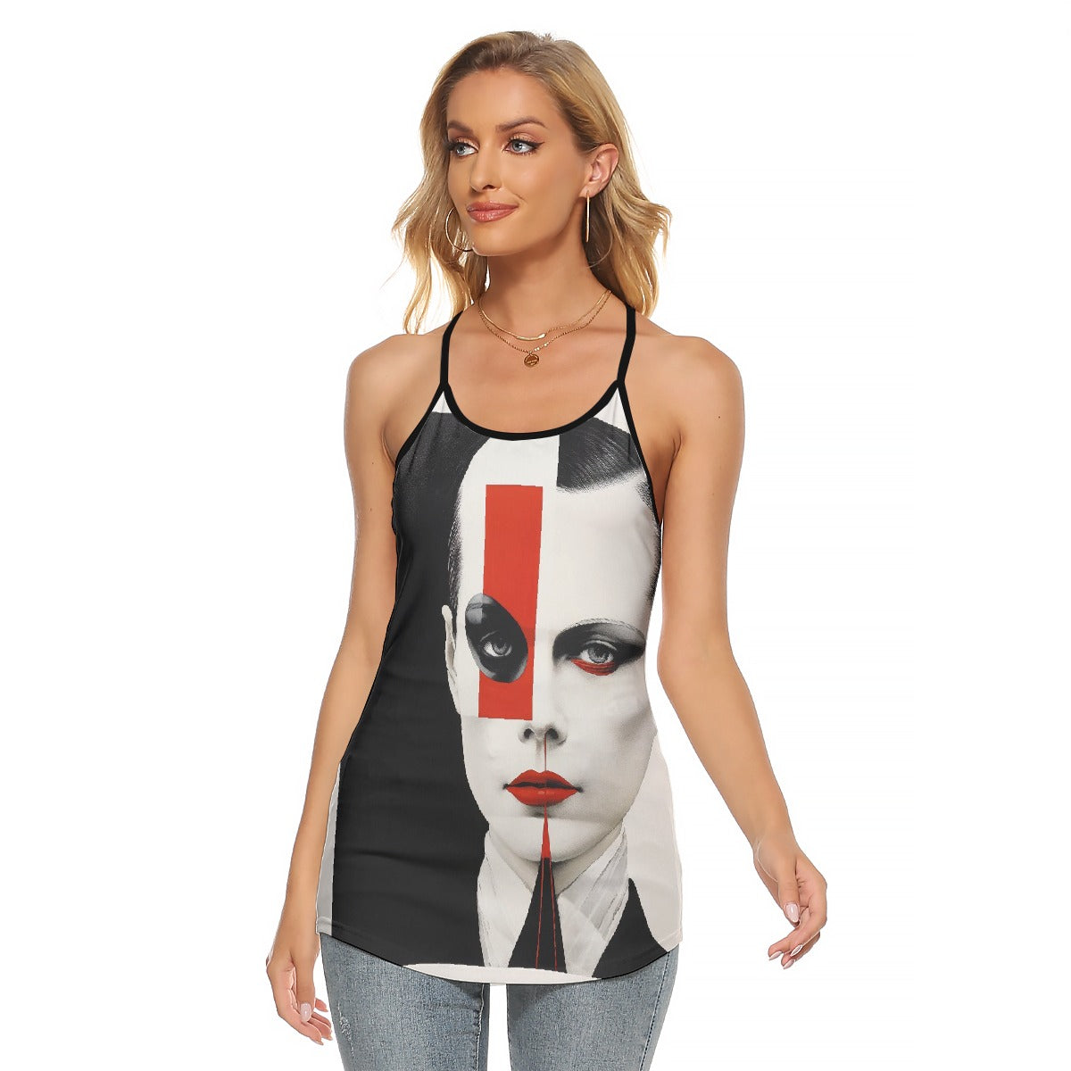 All-Over Print Women's Criss-Cross Open Back Tank Top