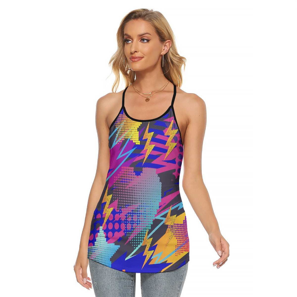All-Over Print Women's Criss-Cross Open Back Tank Top