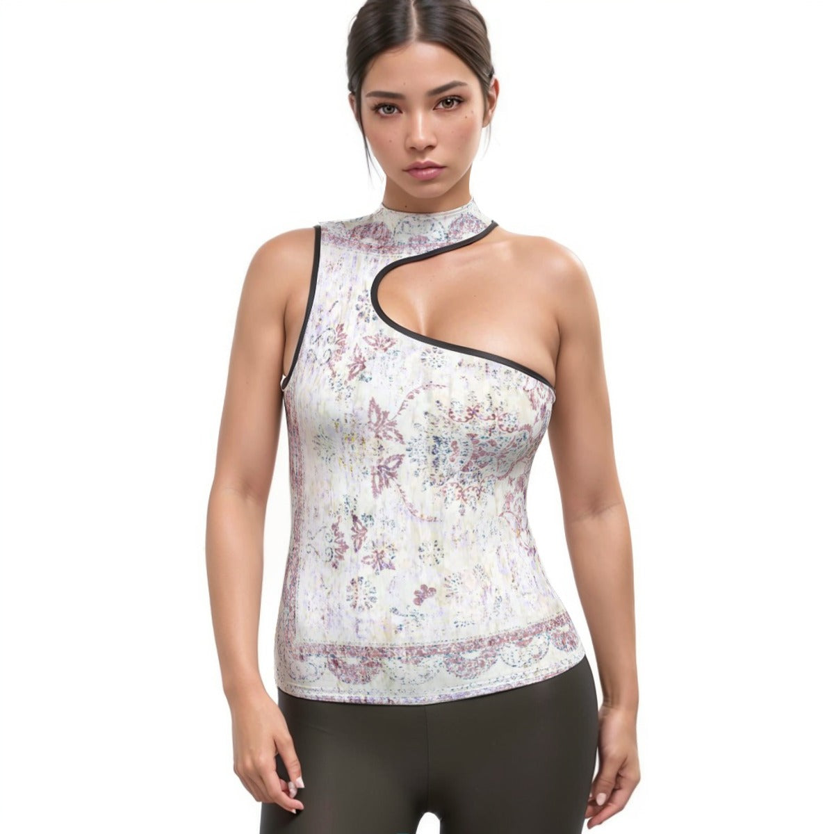 All-Over Print Women's Halter Sleeveless Asymmetrical Tank Top