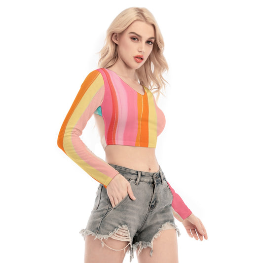 All-Over Print Women's Back Hollow T-shirt With Strap