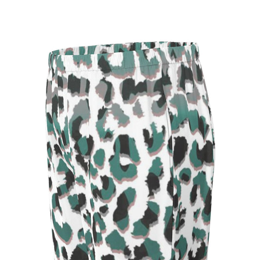 All-Over Print Women's Long Sleeve Pajama Set With Black Contrast Piping