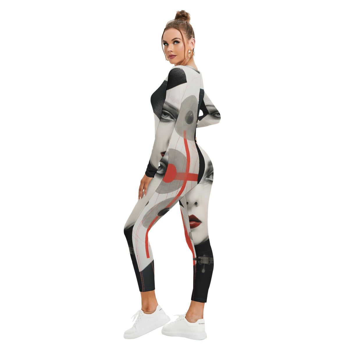 All-Over Print Women's Plunging Neck Jumpsuit