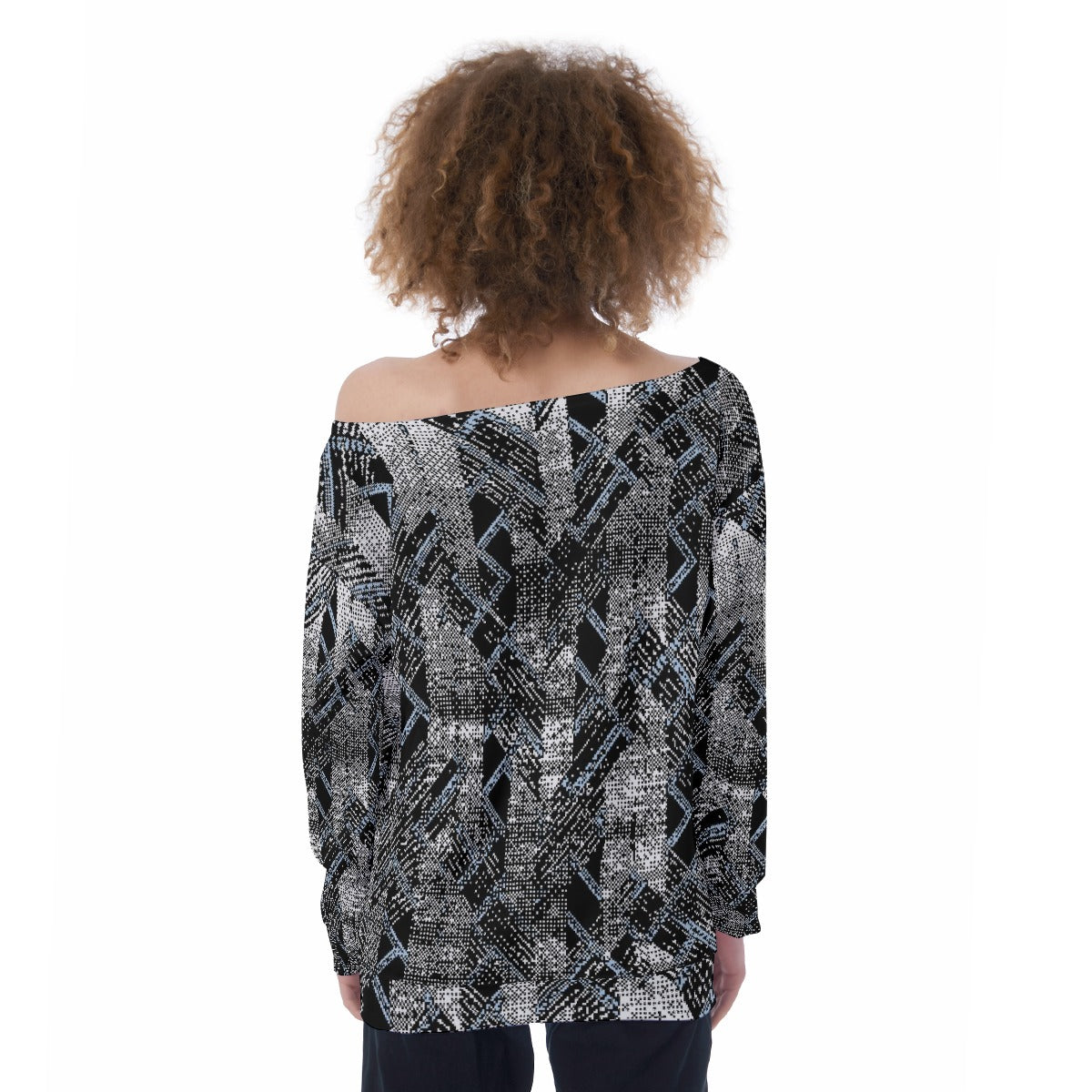 All-Over Print Oversized Women's Off-Shoulder Sweatshirt