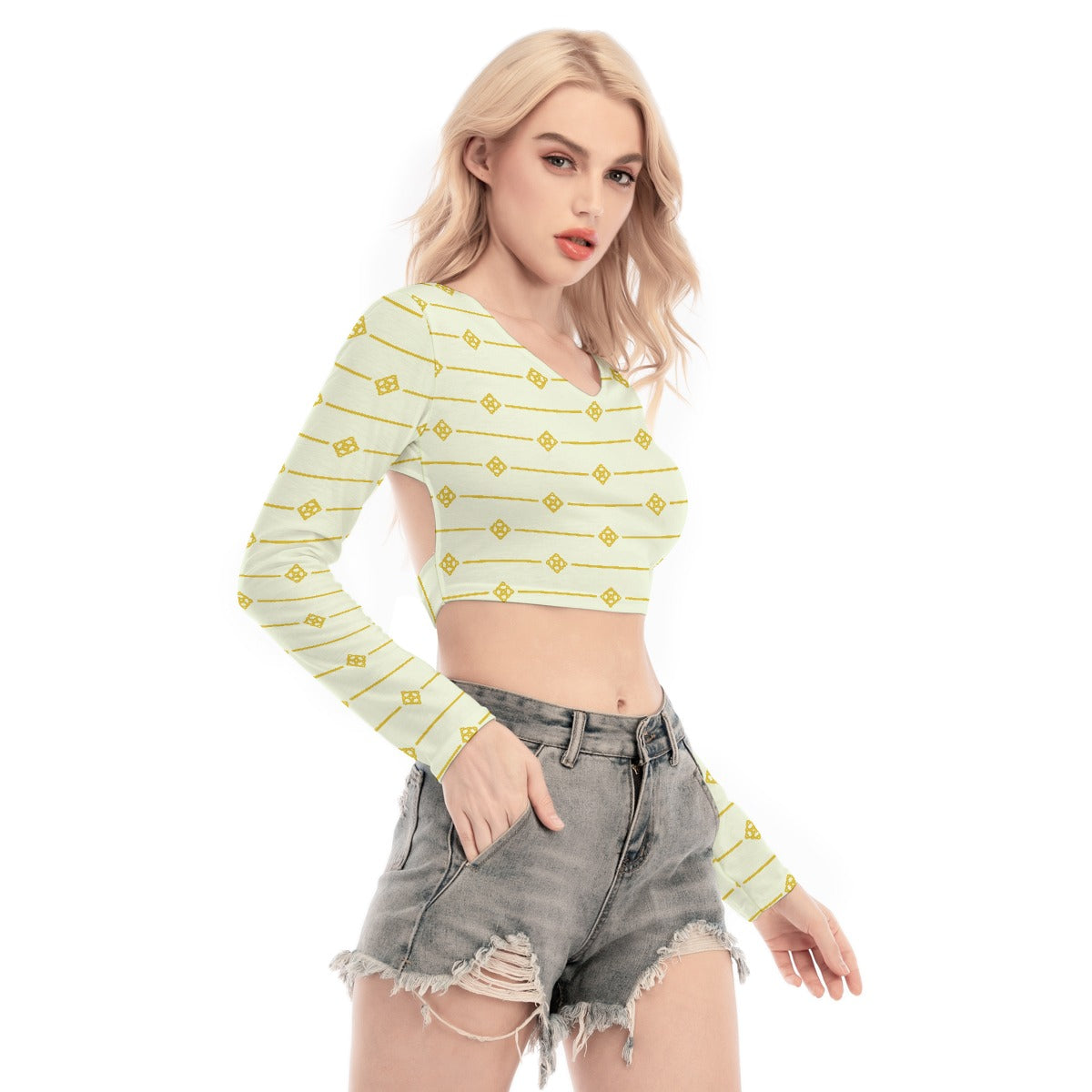 All-Over Print Women's Back Hollow T-shirt With Strap