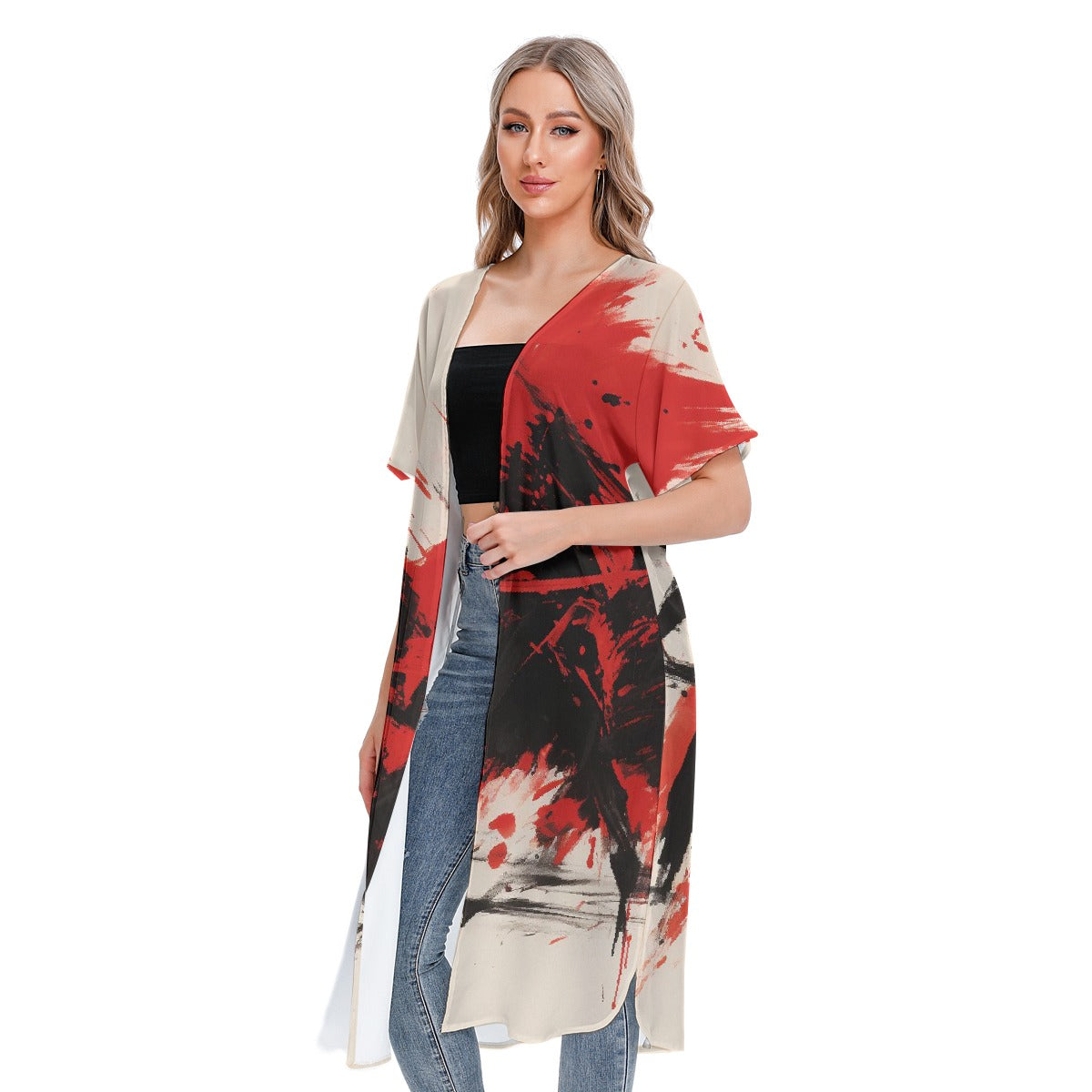 All-Over Print Women's Short Sleeve Cardigan