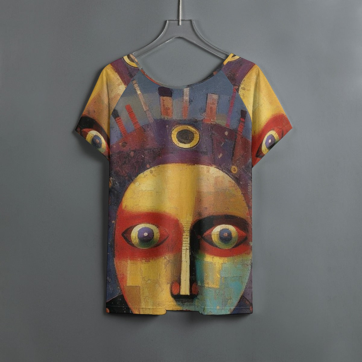 All-Over Print Women's Round Neck T-shirt With Raglan Sleeve