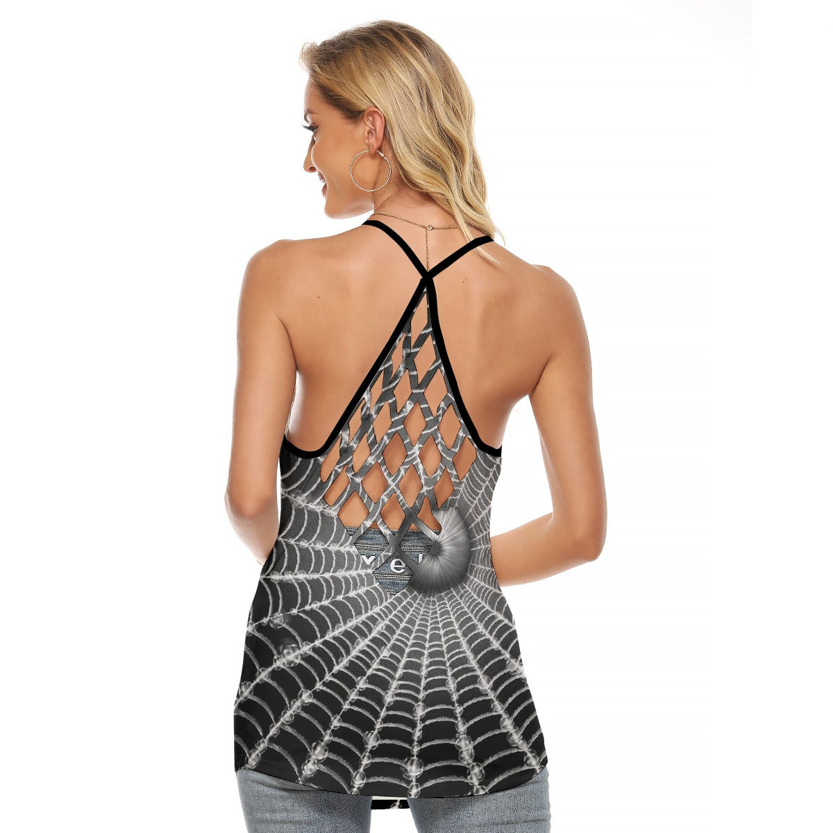 All-Over Print Women's Criss-Cross Open Back Tank Top