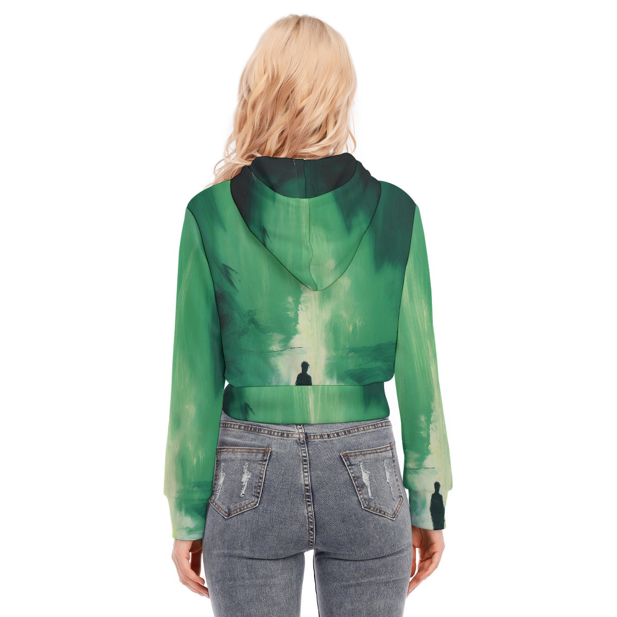 All-Over Print Women's Crop Top Hoodie With Zipper Closure