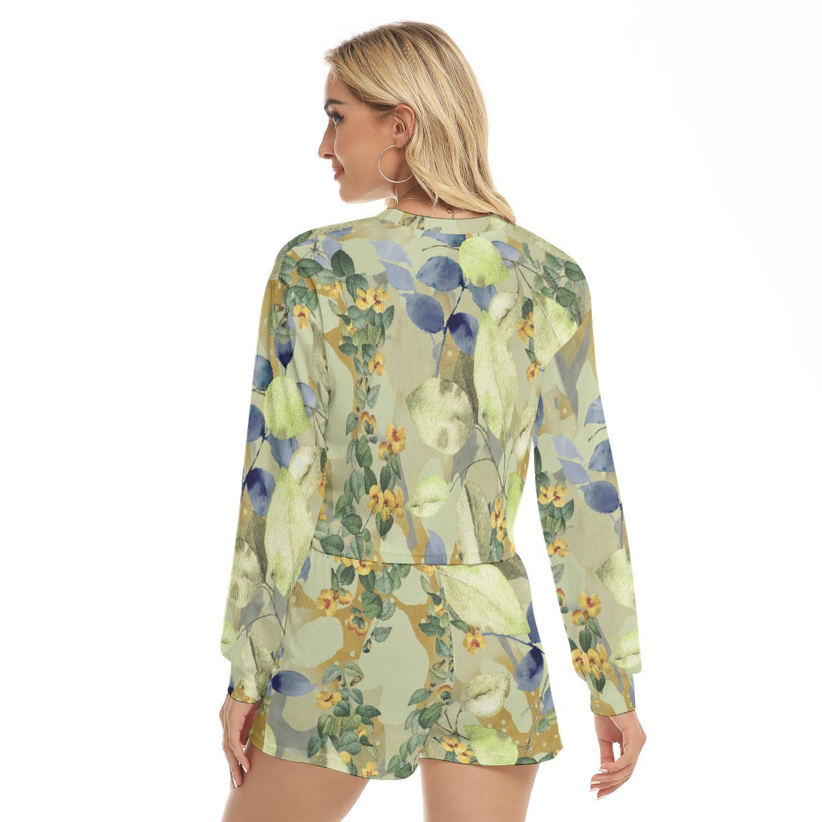 All-Over Print Women's Short Sweatshirt And Pants Suit
