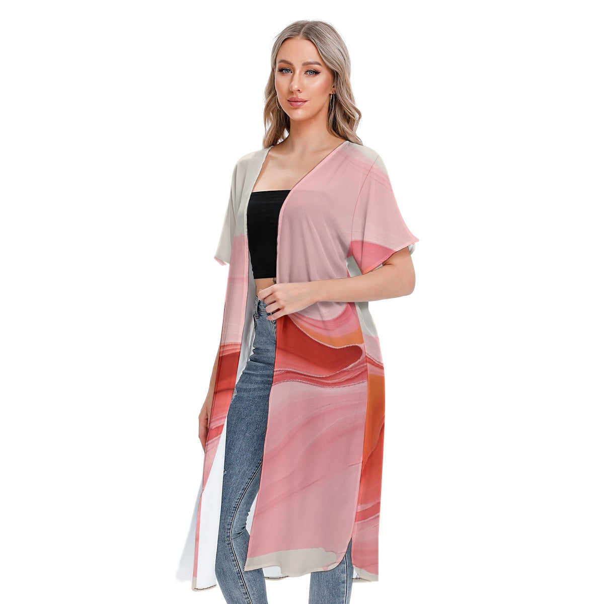 All-Over Print Women's Short Sleeve Cardigan