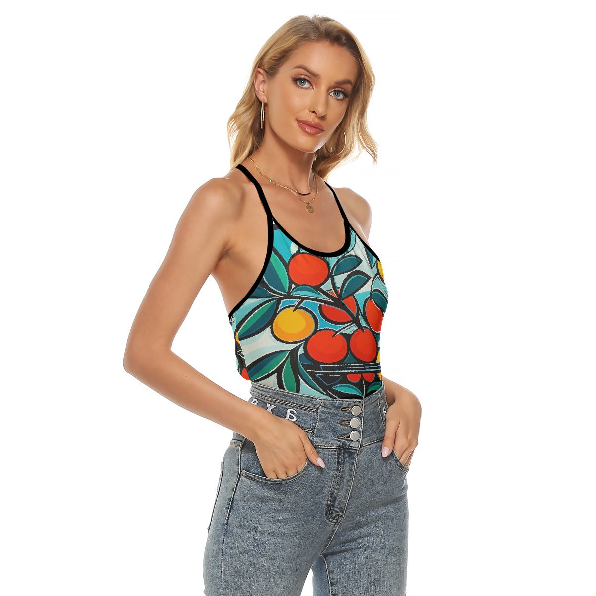 All-Over Print Women's Criss-Cross Open Back Tank Top