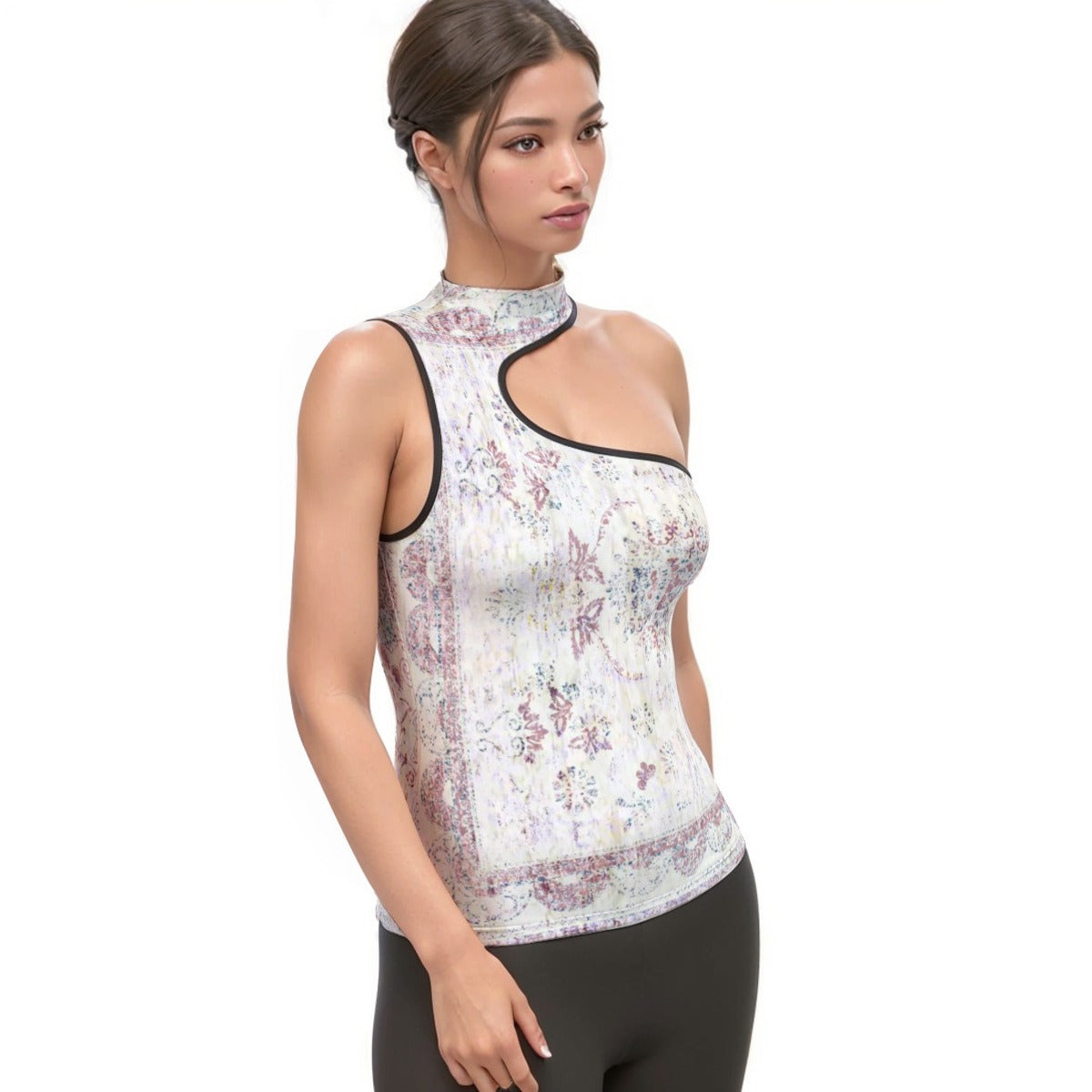 All-Over Print Women's Halter Sleeveless Asymmetrical Tank Top