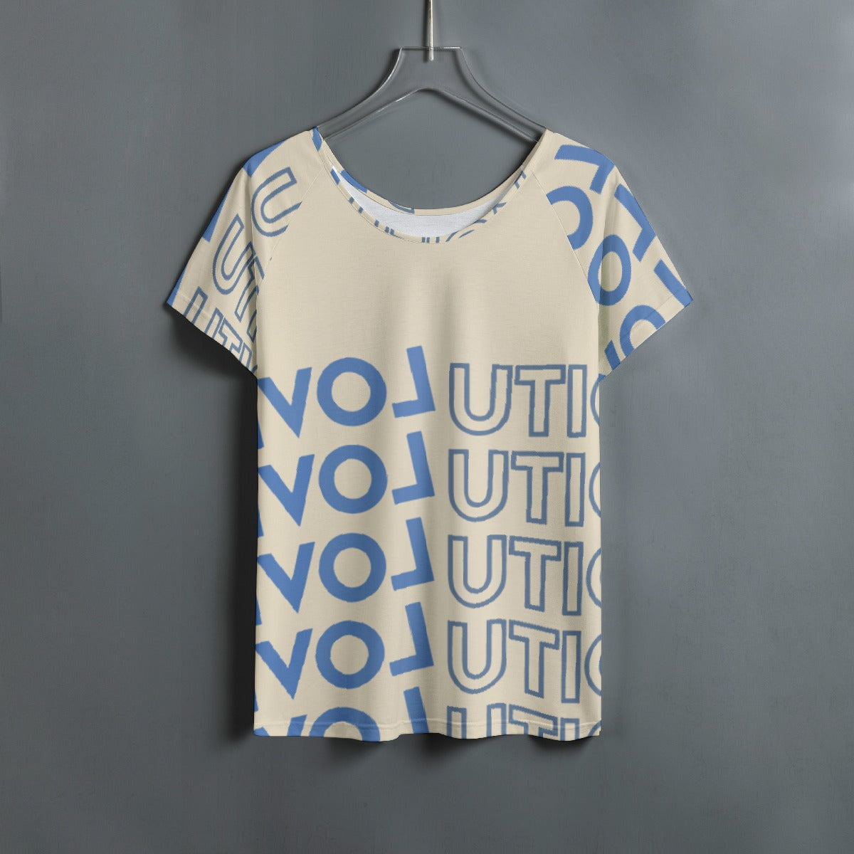 All-Over Print Women's Round Neck T-shirt With Raglan Sleeve